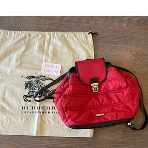 BURBERRY Red Puffer Quilted Backpack Bag Purse